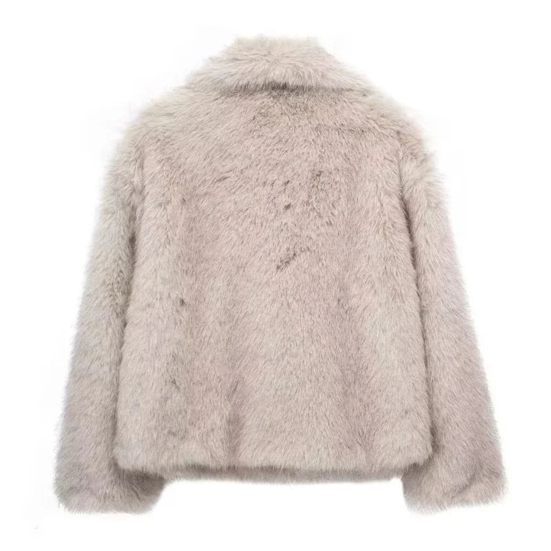 Abrigo Faux Fur Plush - Estilo Fluffy Otoño Invierno Mujer