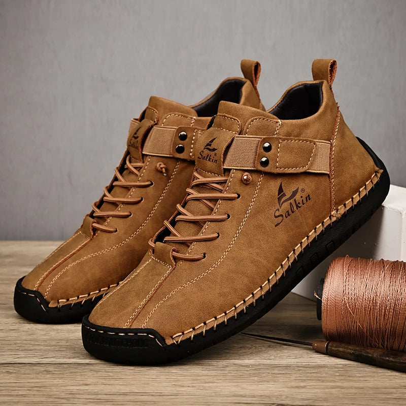 Zapatos Cuero Artesanales Hombre 2025 - Sneakers Transpirables Diseño Premium