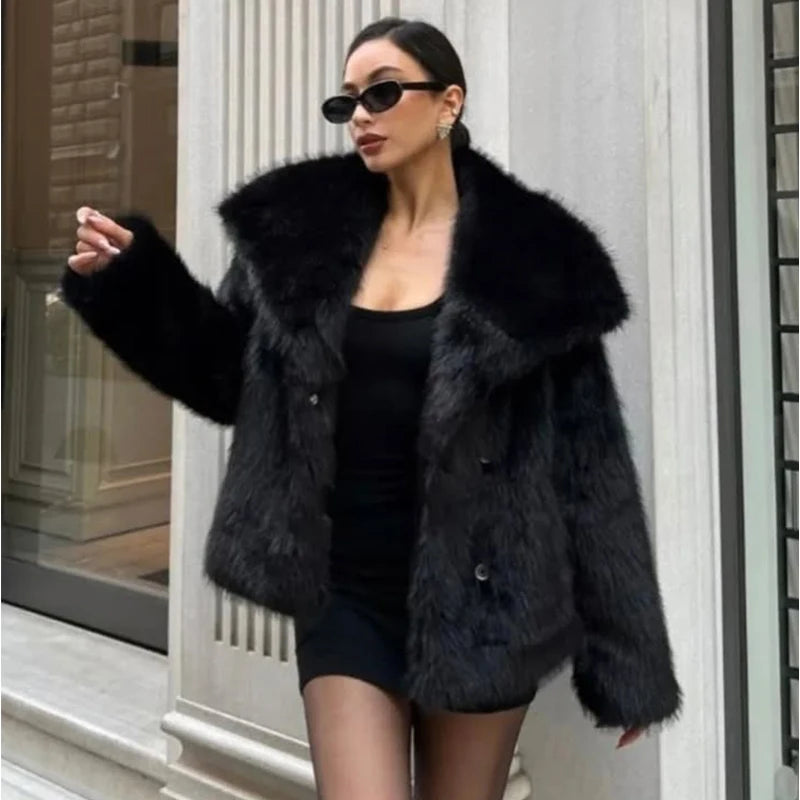 Abrigo Faux Fur Plush - Estilo Fluffy Otoño Invierno Mujer