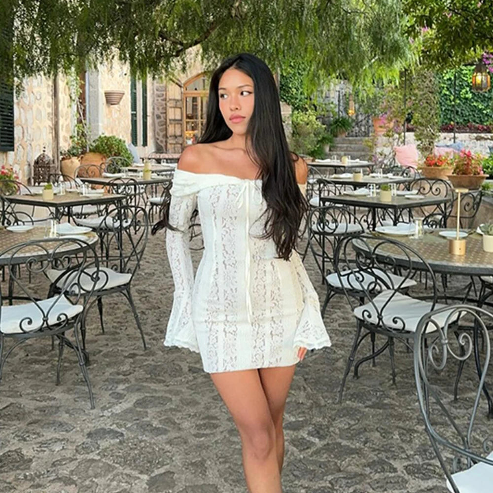 Vestido de Fiesta Elegante con Encaje - Manga Larga