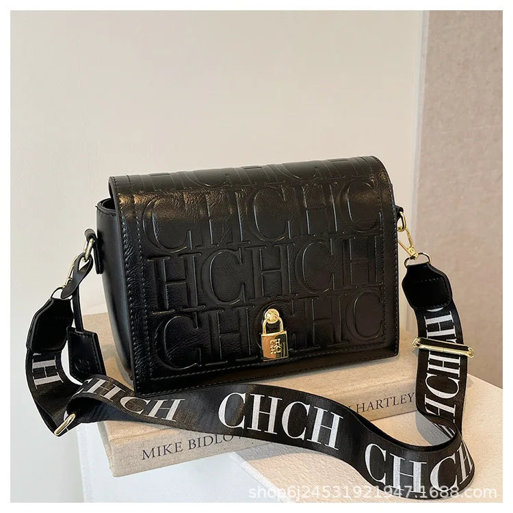 Bolso Bandolera Gran Capacidad con Letras en Relieve - Estilo Minimalista PU