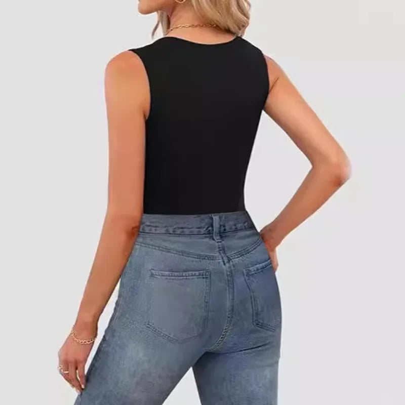 Top Sexy Cuello Cuadrado Sin Mangas - Camiseta Ajustada Estilo Harajuku Mujer