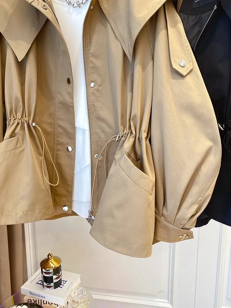 Chaqueta Trench Corta Coreana - Diseño Vintage Casual Mujer