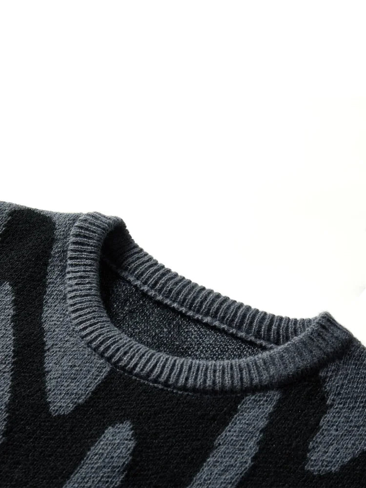 Suéter con Patrón Jacquard Irregular - Cuello Redondo Hombre