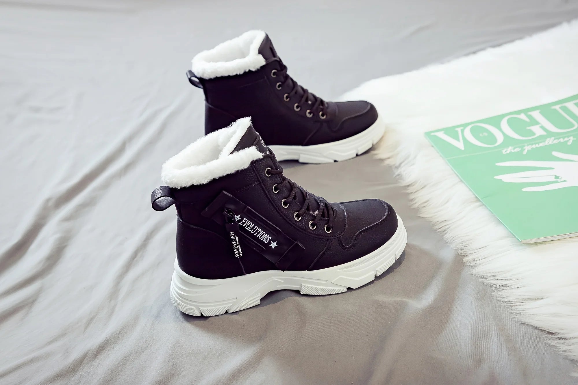 Botines Invierno Forro Grueso Mujer - Suela Gruesa Aislante Versátiles Cálidos