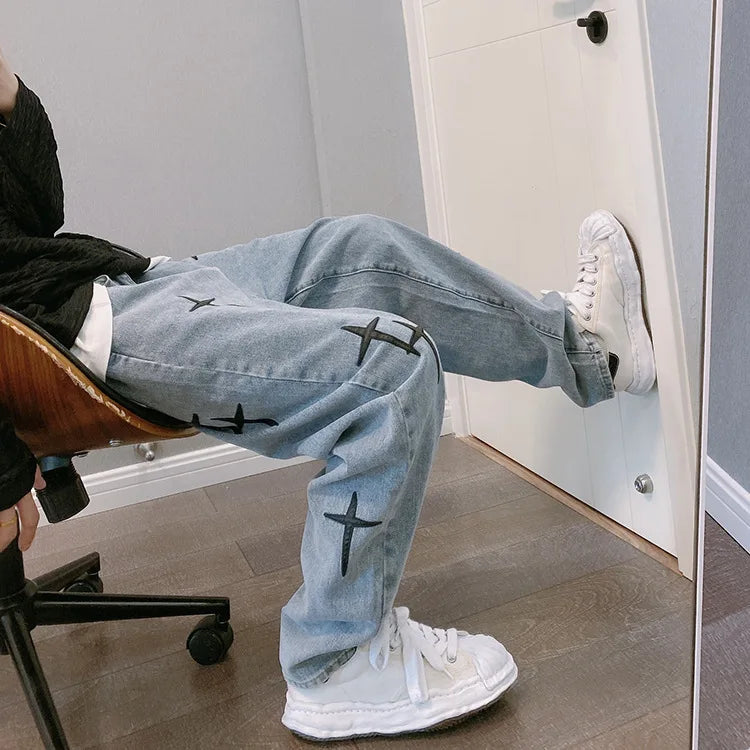 Jeans Streetwear Baggy Pierna Ancha - Estilo Coreano Cargo Hombre