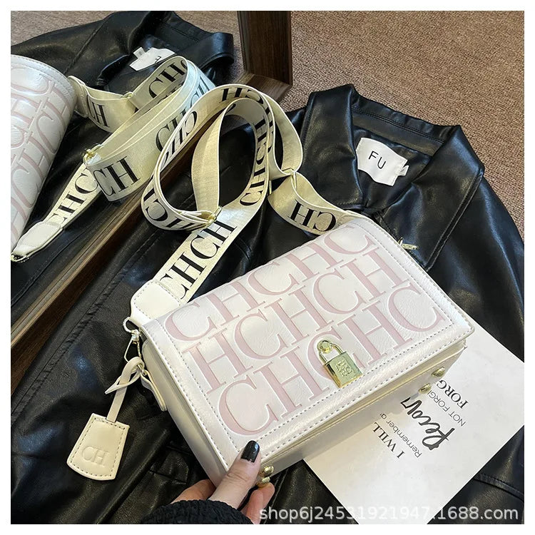 Bolso Bandolera Gran Capacidad con Letras en Relieve - Estilo Minimalista PU