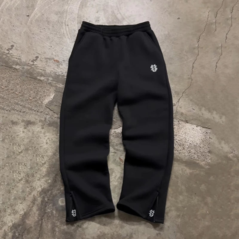 Pantalones Deportivos Y2K con Cremallera - Cintura Alta Hip Hop Streetwear Unisex