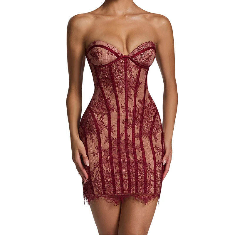 Vestido Maxi con Corsé de Gasa - Sin Tirantes