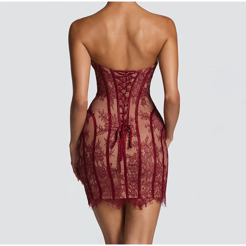 Vestido Maxi con Corsé de Gasa - Sin Tirantes