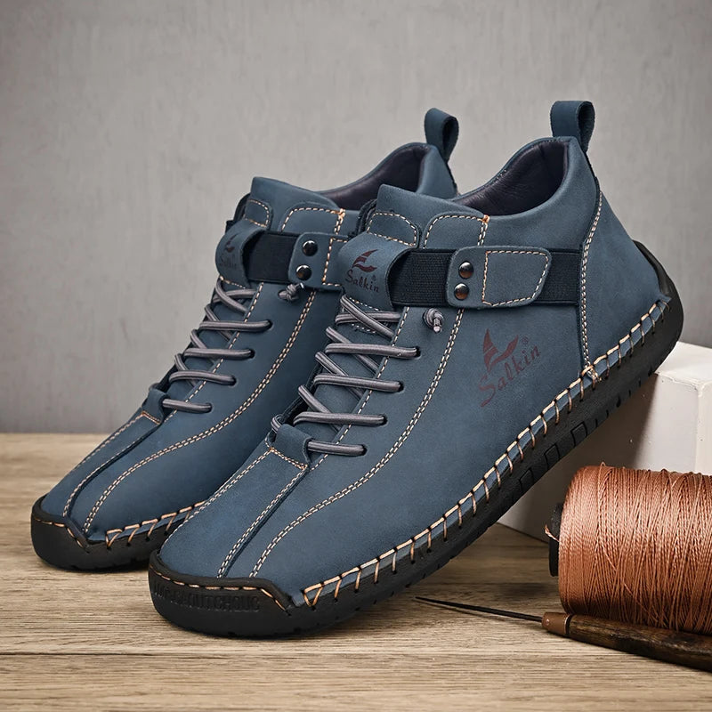 Zapatos Cuero Artesanales Hombre 2025 - Sneakers Transpirables Diseño Premium