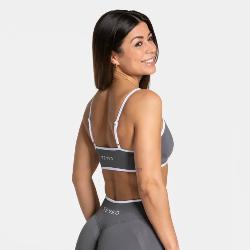 TEVEO Women's Backless Knitted Sports Bra Solid Color Summer Gym Fitness Top with Chest Cushion Sexy Suspender Yoga Bra