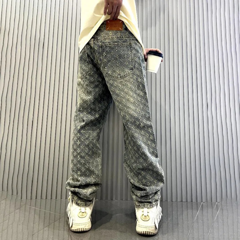 Jeans Y2K Bordados Pierna Ancha - Estilo Hip Hop Retro Hombre