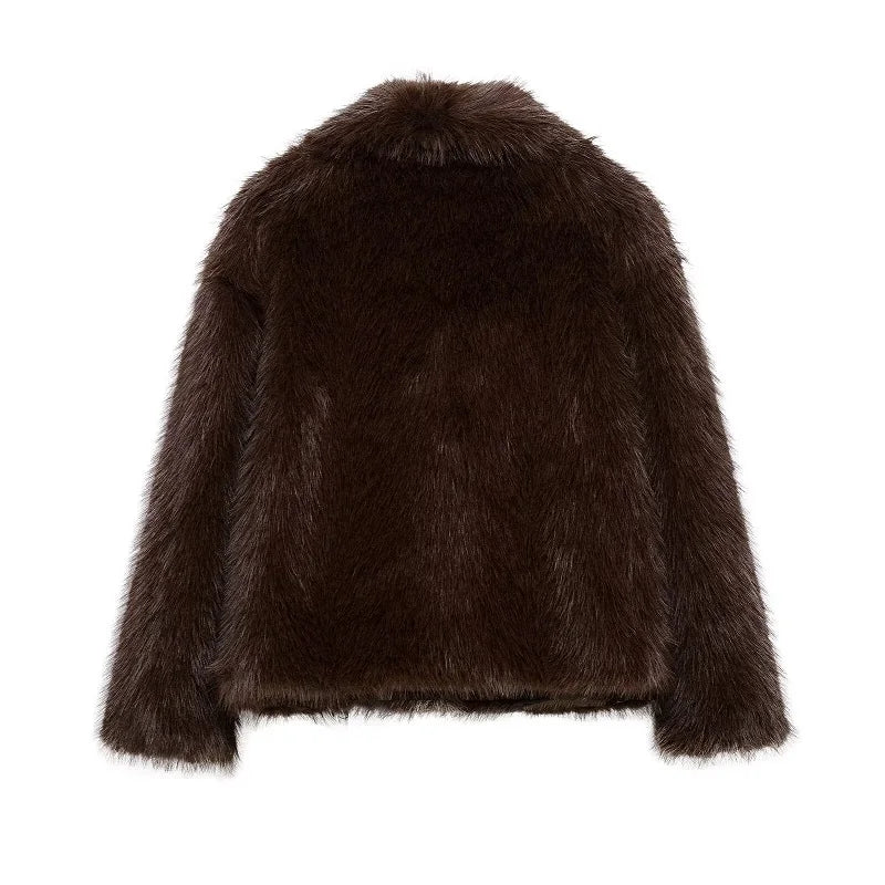 Abrigo Faux Fur Plush - Estilo Fluffy Otoño Invierno Mujer