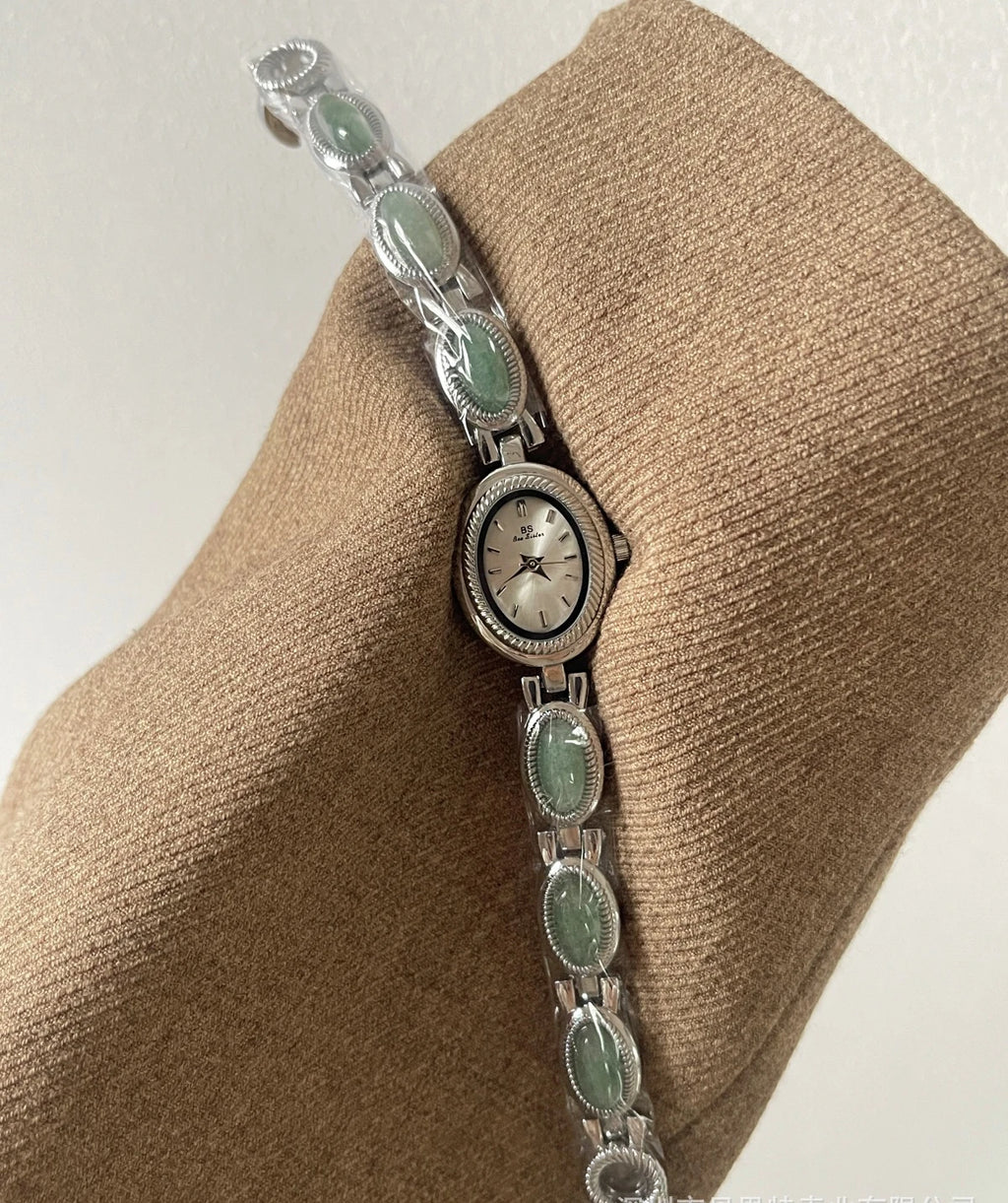 Reloj de Lujo con Jade Verde - Pulsera Joyería Cuarzo Elegante Mujer