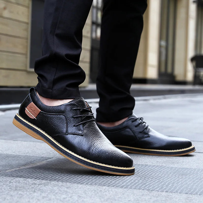 Zapatos Oxford Cuero Genuino Brogue - Estilo Italiano Elegantes Hombre