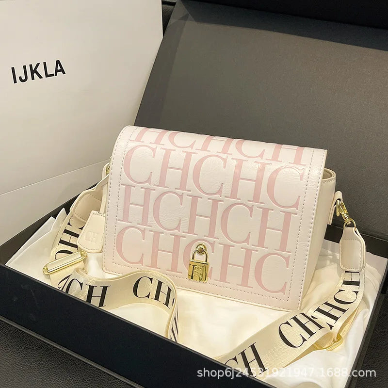 Bolso Bandolera Gran Capacidad con Letras en Relieve - Estilo Minimalista PU