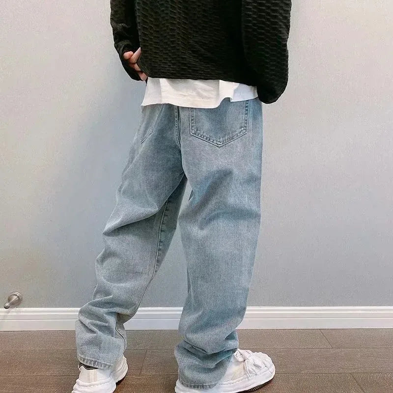 Jeans Streetwear Baggy Pierna Ancha - Estilo Coreano Cargo Hombre