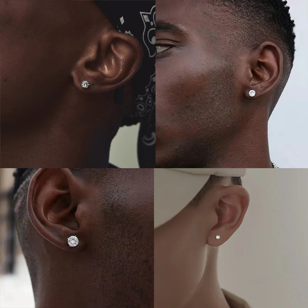 Pendientes Acero Inoxidable Cristal Zirconia - Stud Redondos Tragus Unisex