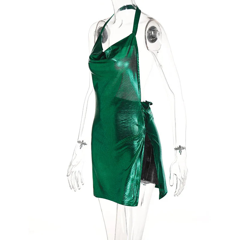 Vestido Corto de Fiesta con Lentejuelas - Cuello Halter