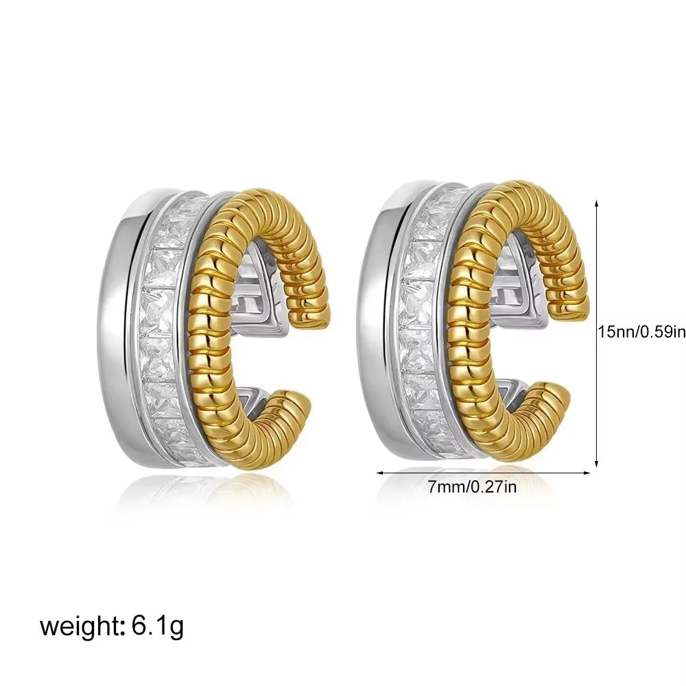 Aros Acero Inoxidable Zirconia Vintage - Huggie Waterproof Colores Mujer