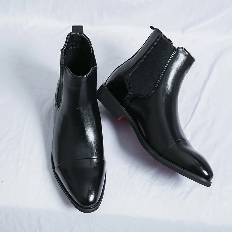 Chelsea Boots Hombre Suela Roja - Botines Business Slip-On Elegantes
