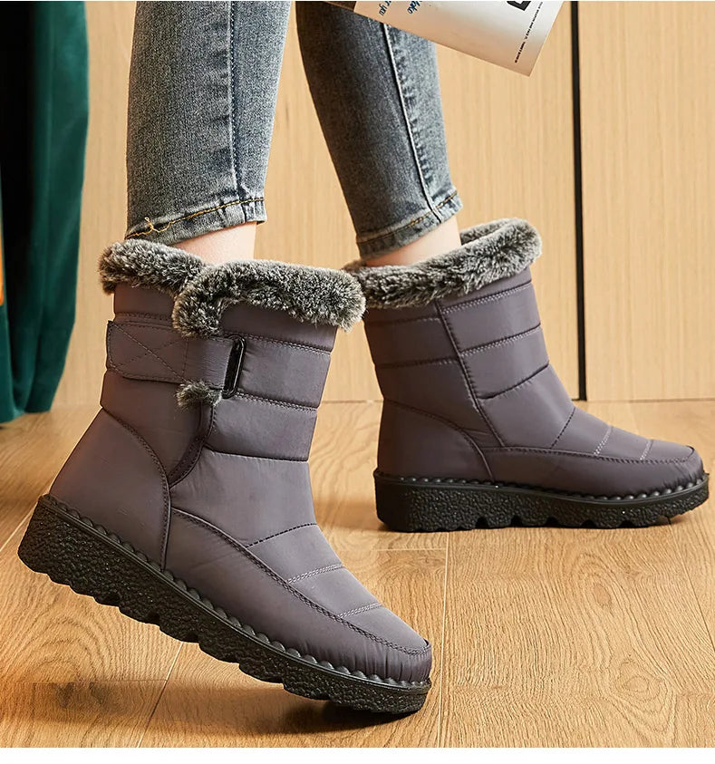 Botas Nieve Mujer Impermeables con Pelo - Botines Invierno Cálidos Antideslizantes