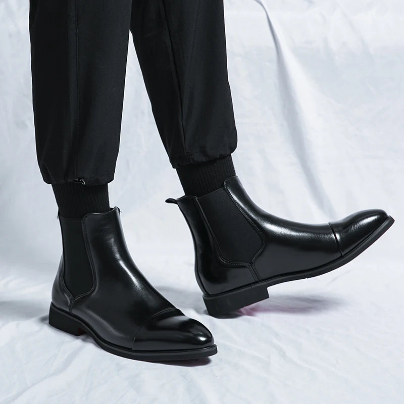 Chelsea Boots Hombre Suela Roja - Botines Business Slip-On Elegantes