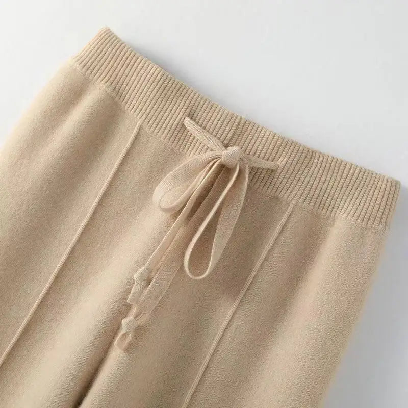 Pantalones de Lana Merino Pierna Ancha - Estilo Coreano