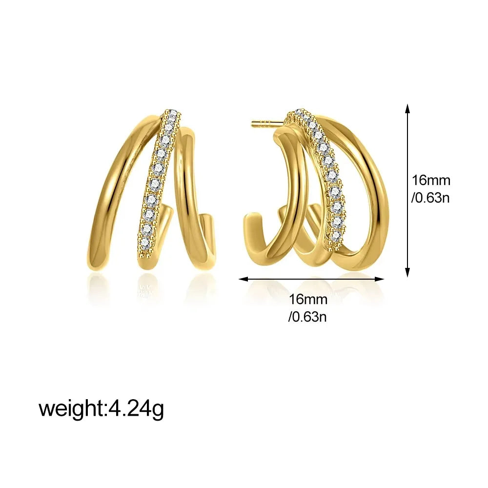 Aros Acero Inoxidable Zirconia Vintage - Huggie Waterproof Colores Mujer