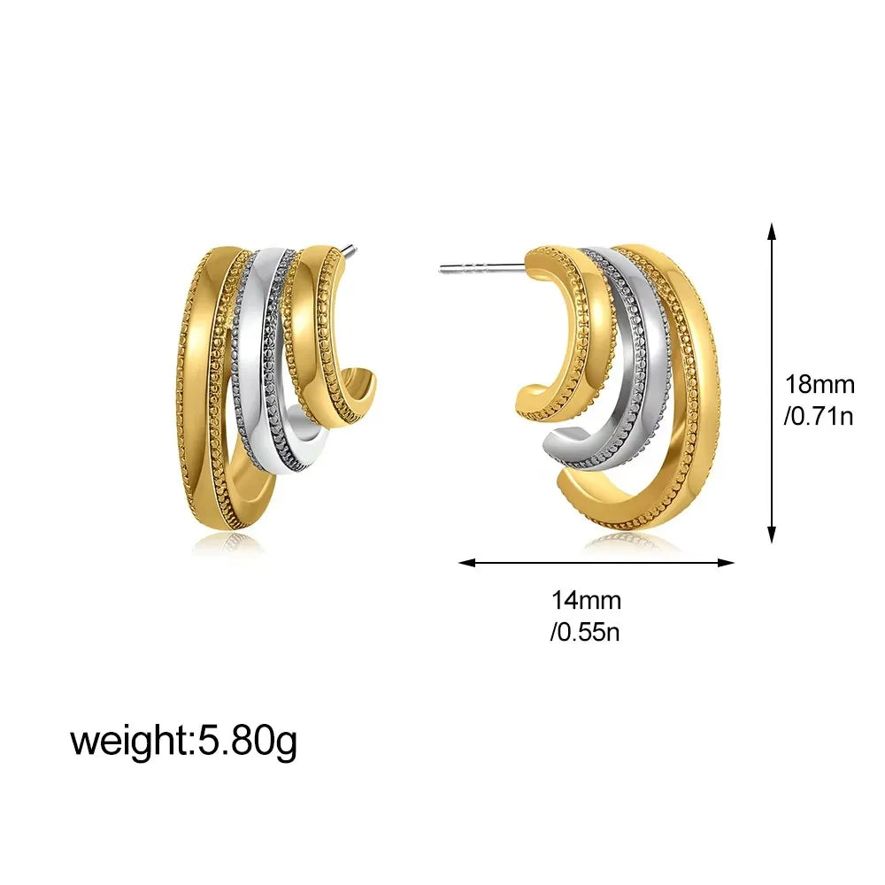 Aros Acero Inoxidable Zirconia Vintage - Huggie Waterproof Colores Mujer