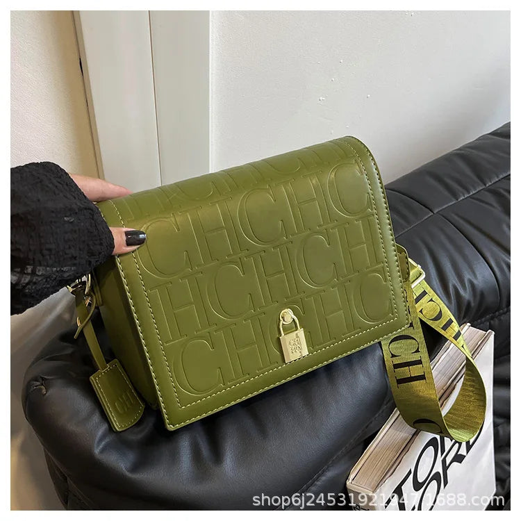 Bolso Bandolera Gran Capacidad con Letras en Relieve - Estilo Minimalista PU