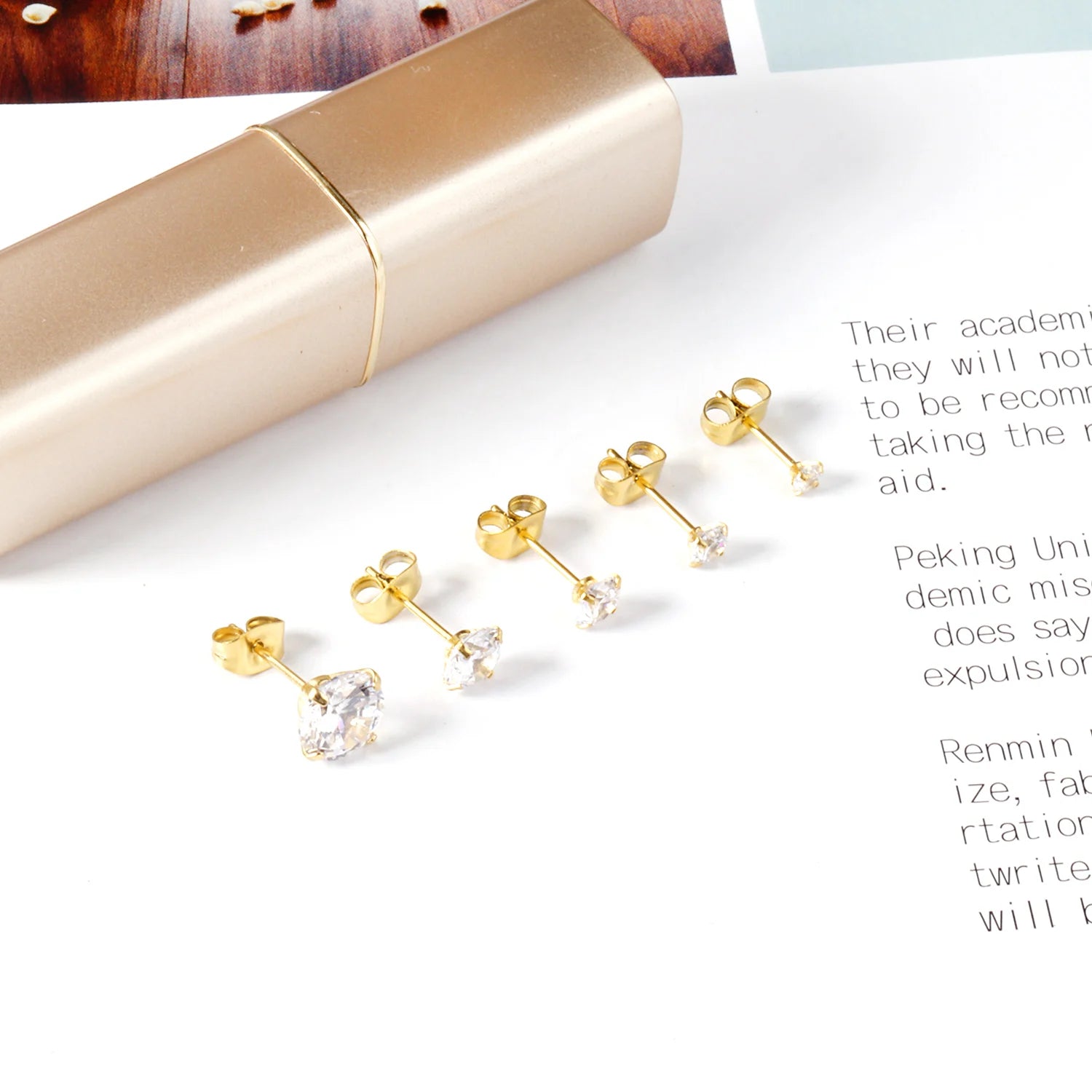 Pendientes Acero Inoxidable Cristal Zirconia - Stud Redondos Tragus Unisex