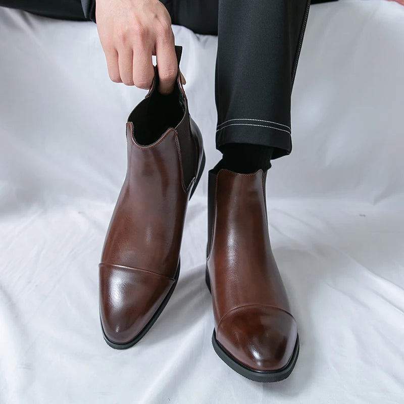 Chelsea Boots Hombre Suela Roja - Botines Business Slip-On Elegantes