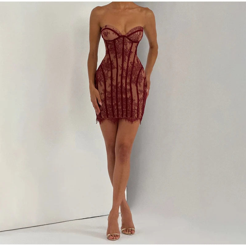 Vestido Maxi con Corsé de Gasa - Sin Tirantes