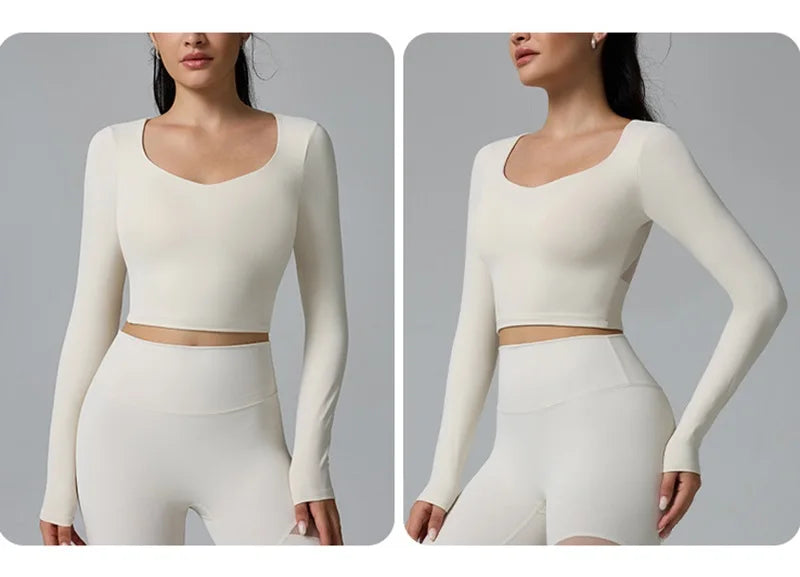 Cloud Hide White Yoga Shirts Long Sleeve Pilates Ballet Blouse Sexy Women Sports Gym Fitness Top Running T-Shirt Workout Shirt