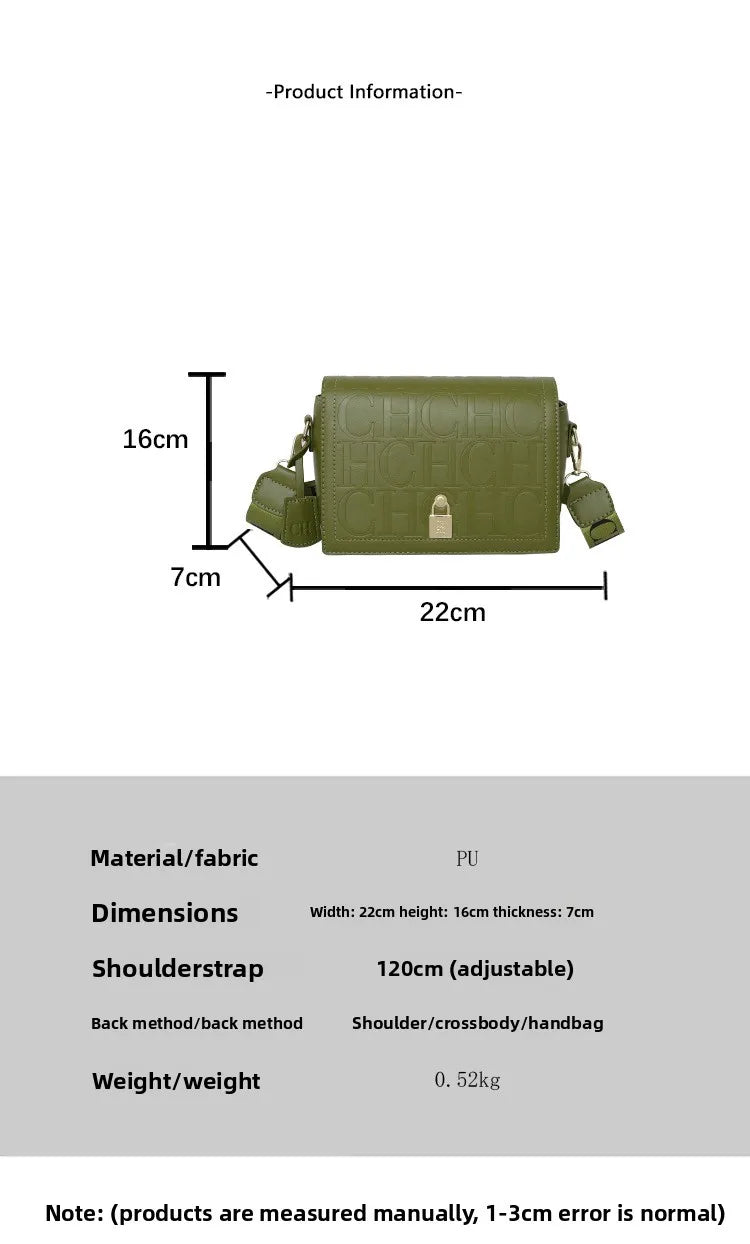 Bolso Bandolera Gran Capacidad con Letras en Relieve - Estilo Minimalista PU