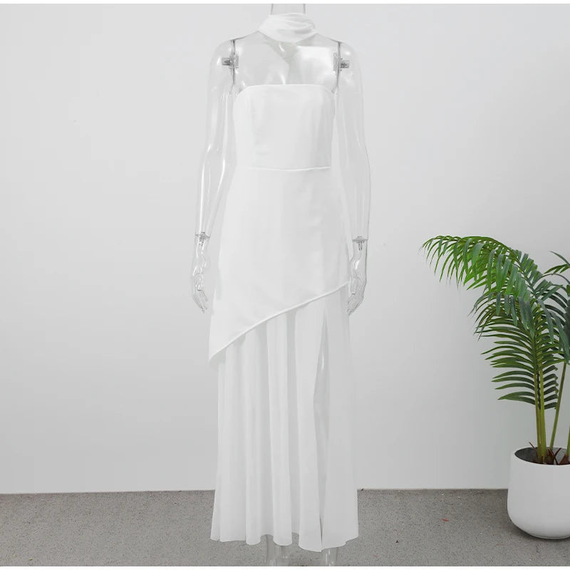 Vestido Largo de Playa con Malla - Sin Tirantes