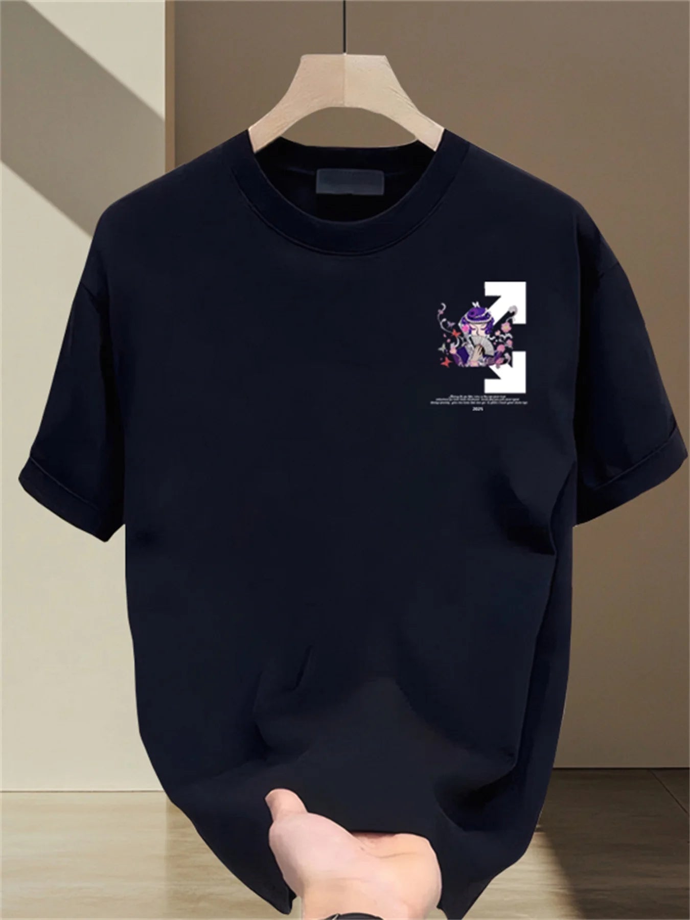 Men's heavyweight 100% cotton graphic t-shirt, lightweight and breathable, comfortable, casual wear, trendy, machine washable
