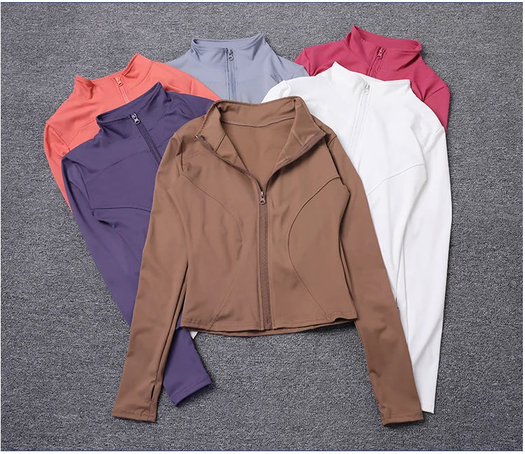 Chaqueta Deportiva con Cremallera - Manga Larga para Yoga y Gym