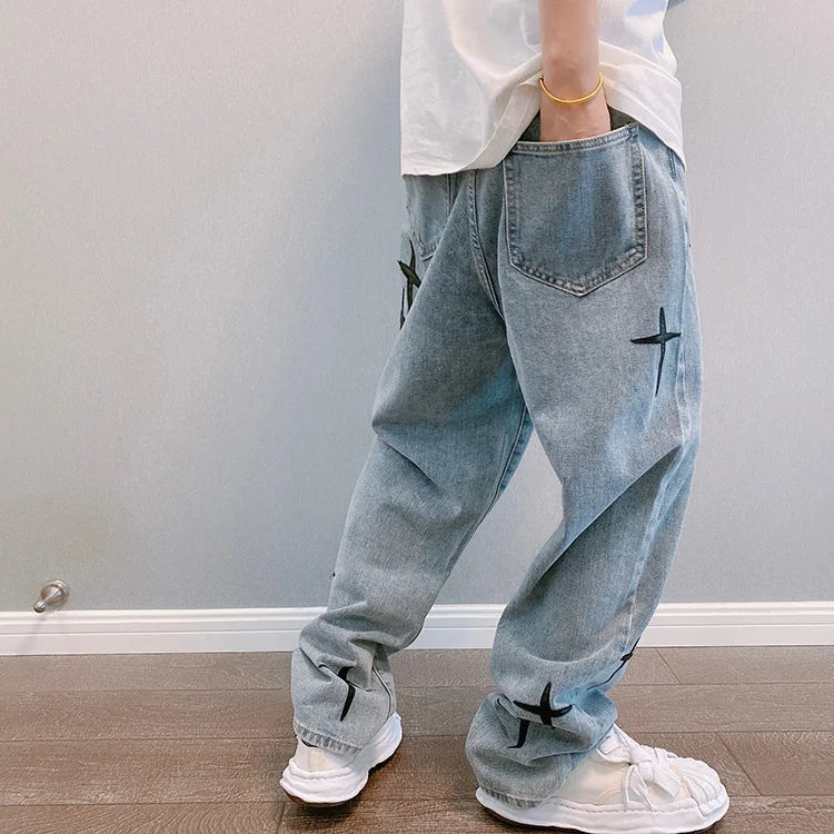 Jeans Streetwear Baggy Pierna Ancha - Estilo Coreano Cargo Hombre