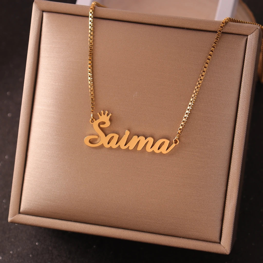 Collar Nombre Personalizado Oro - Cadena Box Joyería Artesanal Regalo Mujer