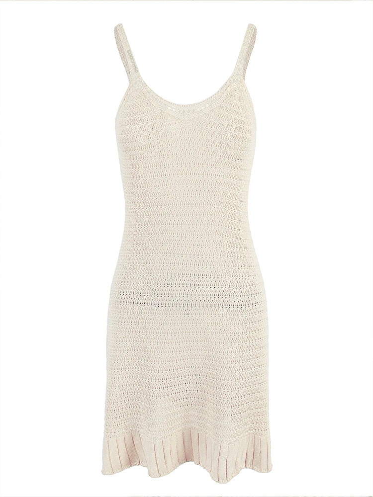 Vestido de Playa Crochet con Volantes - Cuello Halter