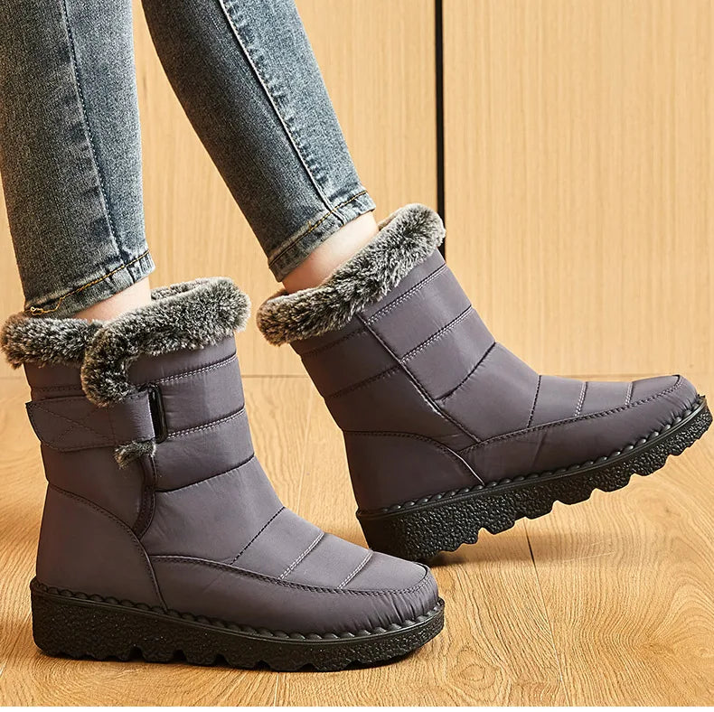 Botas Nieve Mujer Impermeables con Pelo - Botines Invierno Cálidos Antideslizantes