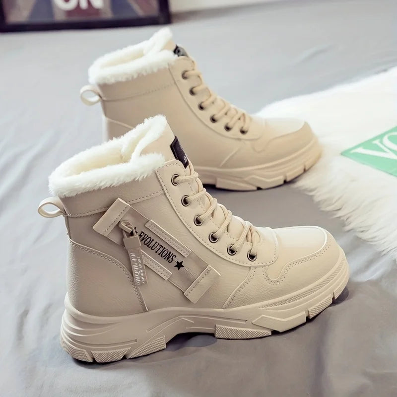 Botines Invierno Forro Grueso Mujer - Suela Gruesa Aislante Versátiles Cálidos