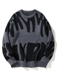 Suéter con Patrón Jacquard Irregular - Cuello Redondo Hombre