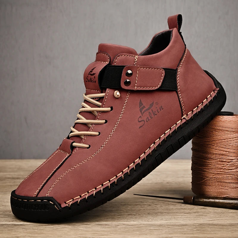 Zapatos Cuero Artesanales Hombre 2025 - Sneakers Transpirables Diseño Premium