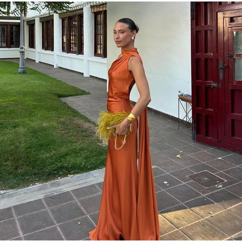 Vestido Halter Elegante con Lazo - Espalda Descubierta