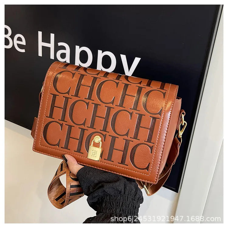 Bolso Bandolera Gran Capacidad con Letras en Relieve - Estilo Minimalista PU