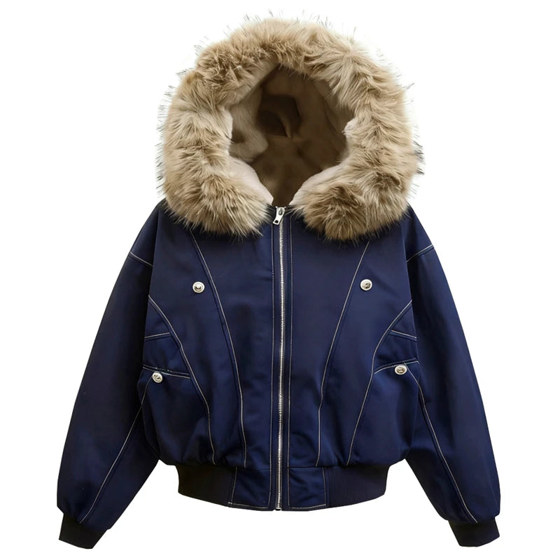 Parka Hip-Hop Invierno con Cuello Mink - Estilo Streetwear Unisex